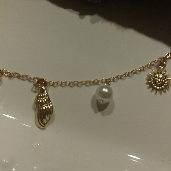 New Free People initial L Gold Boho beach Charm Necklace - Picture 4 of 7